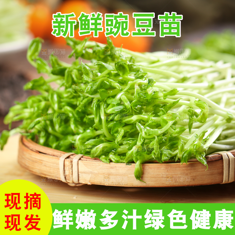 木板上放着豆苗菜