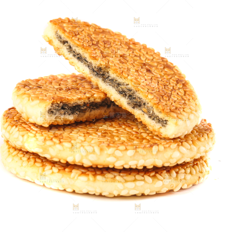 白底上的薄脆芝麻饼