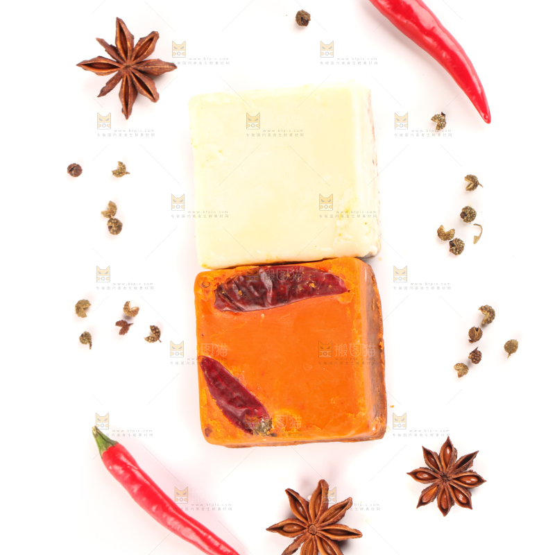 白底上的鸳鸯火锅料