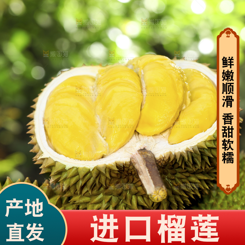 草地上摆放着甲仑榴莲