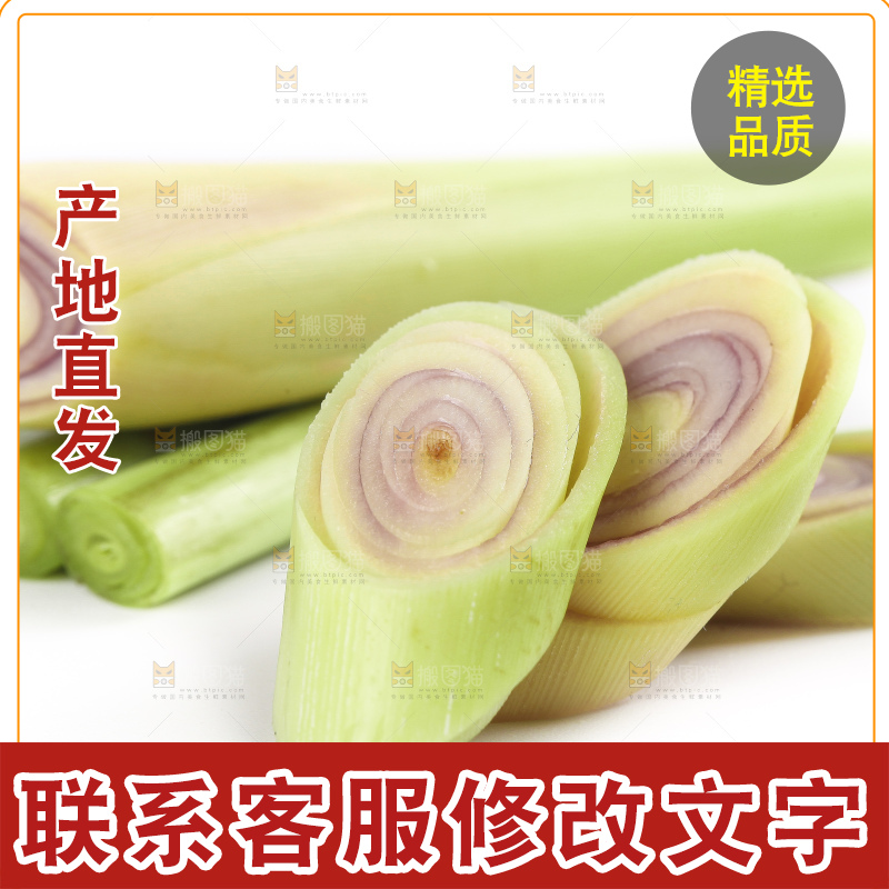 切开的香茅草放在白底上