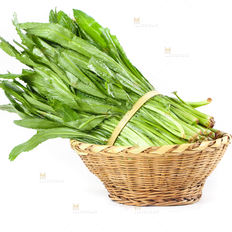 白底上放着一筐云南大香菜