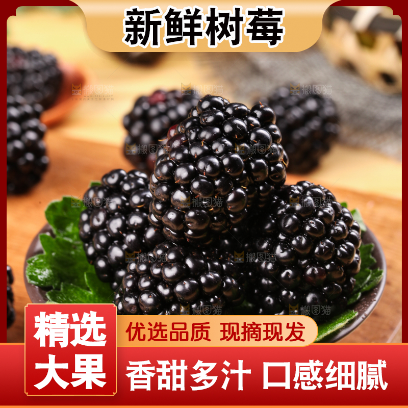 一碟黑树莓放在木底上