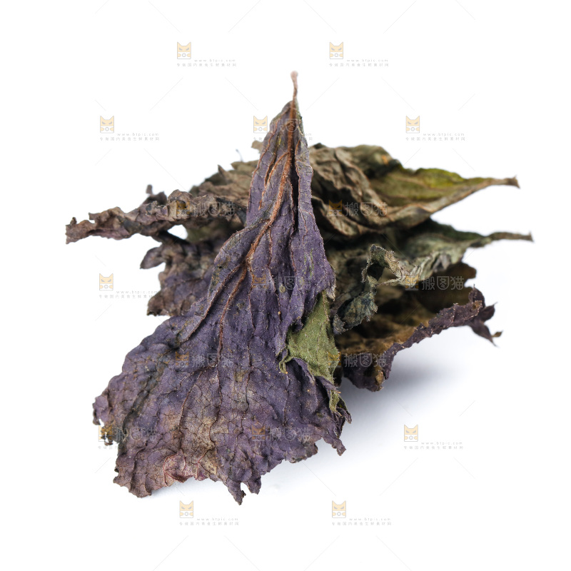 白底上的紫苏叶干