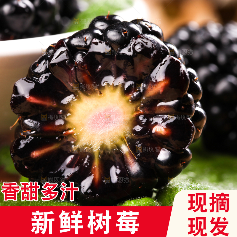 木底上切开的黑树莓