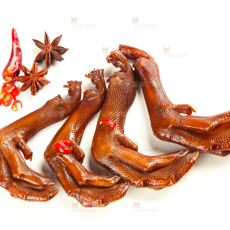 白底上的香辣鸭爪