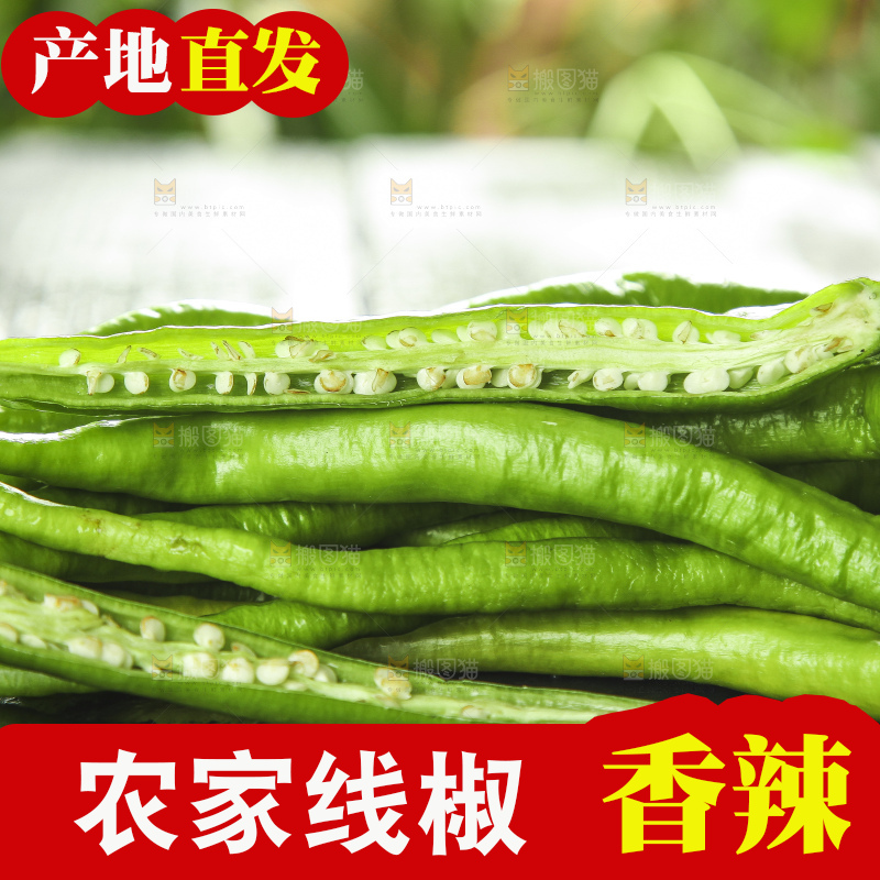 石板上放着一捆线椒