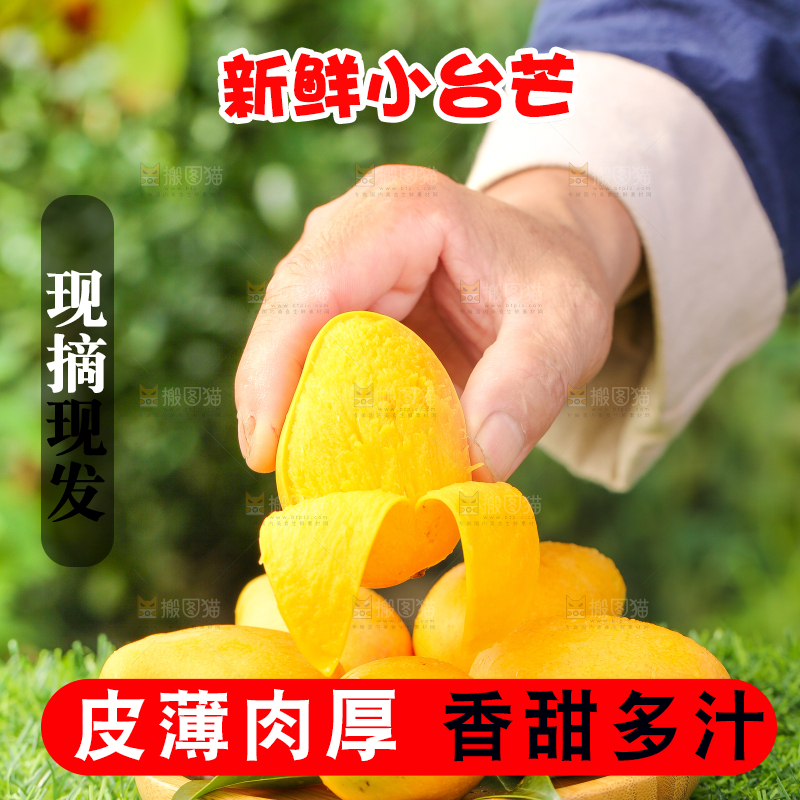 草地上放着新鲜芒果