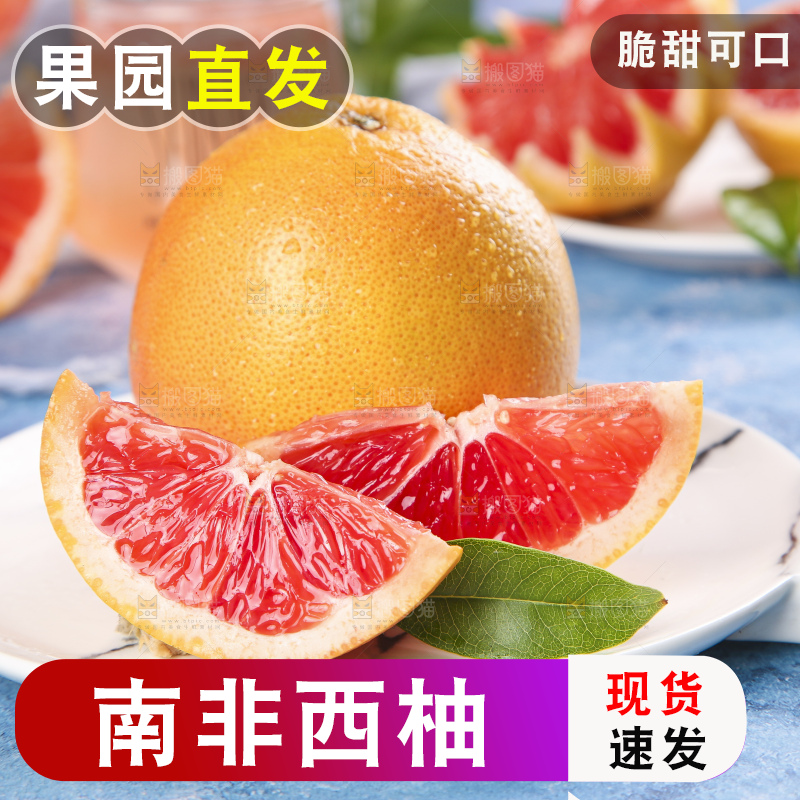 蓝底上的新鲜西柚