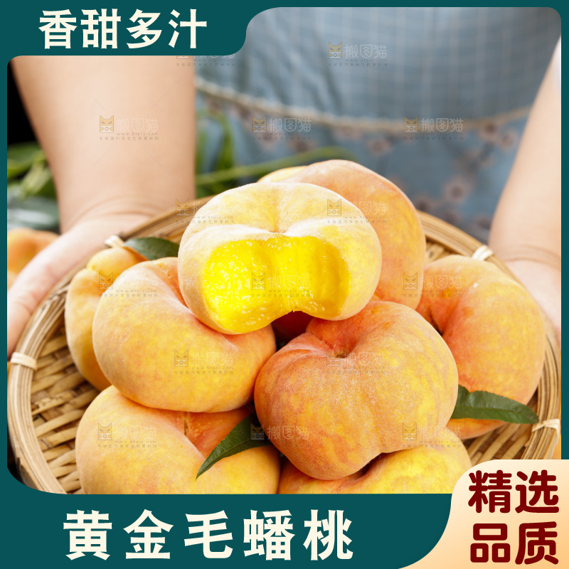 黑底上的毛蟠桃