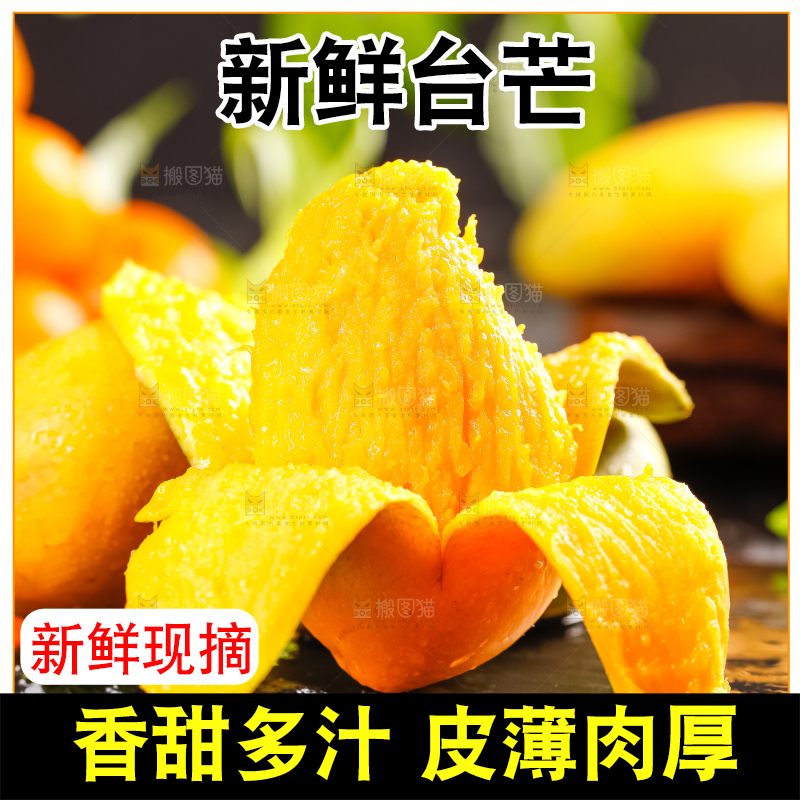 黑石板上的小台农芒果