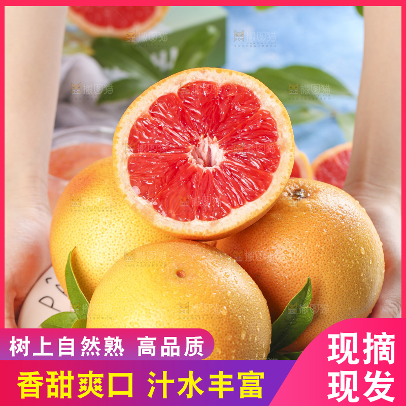 蓝底上的新鲜西柚