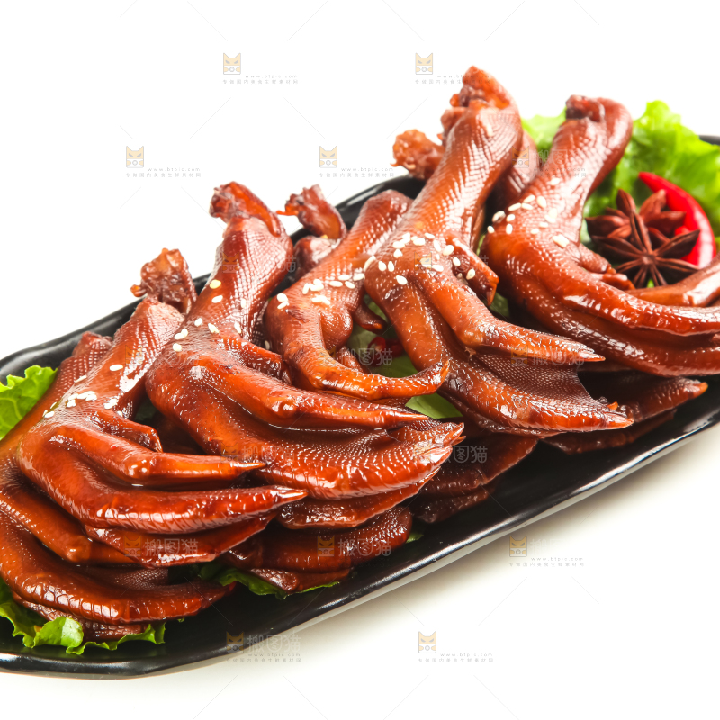 白底上的香辣鸭爪