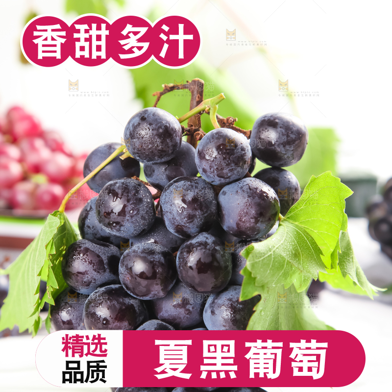 石板上的夏黑无籽葡萄