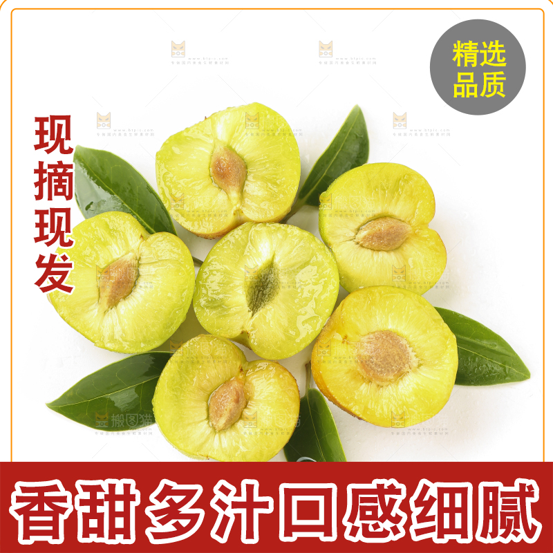 白底上摆放着新鲜李子