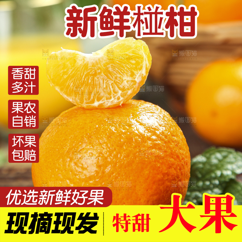 竹底上的新鲜芦柑