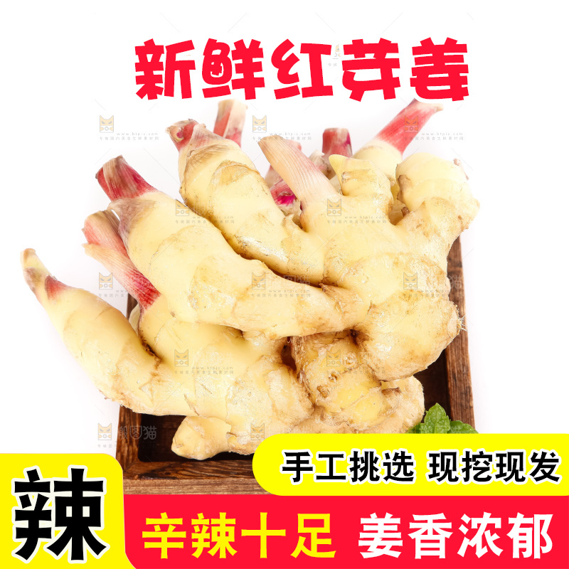 白底上的红芽姜