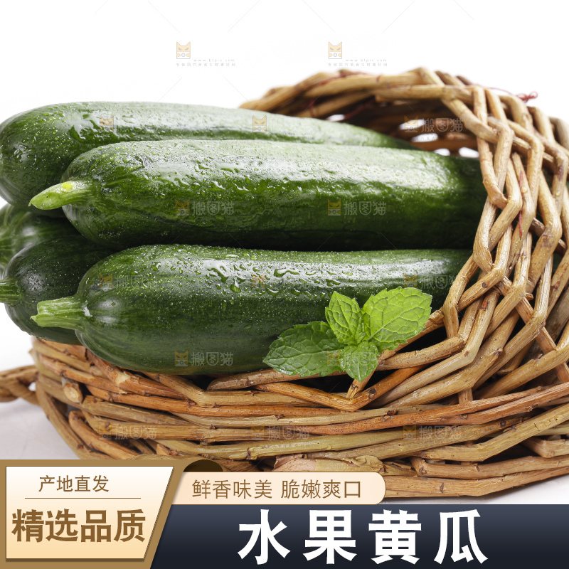 篮子里装着无刺小黄瓜