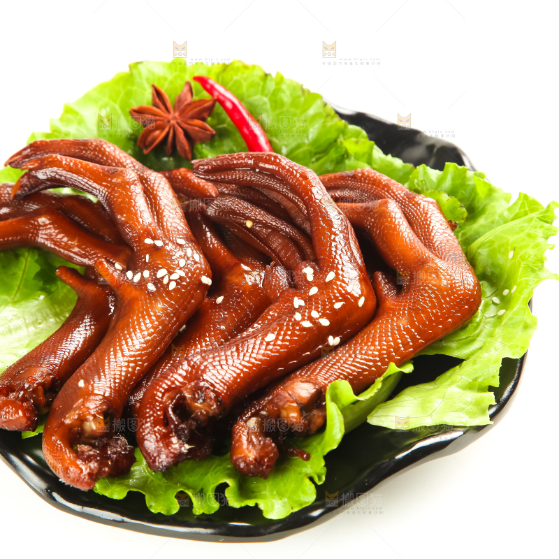 白底上的香辣鸭爪