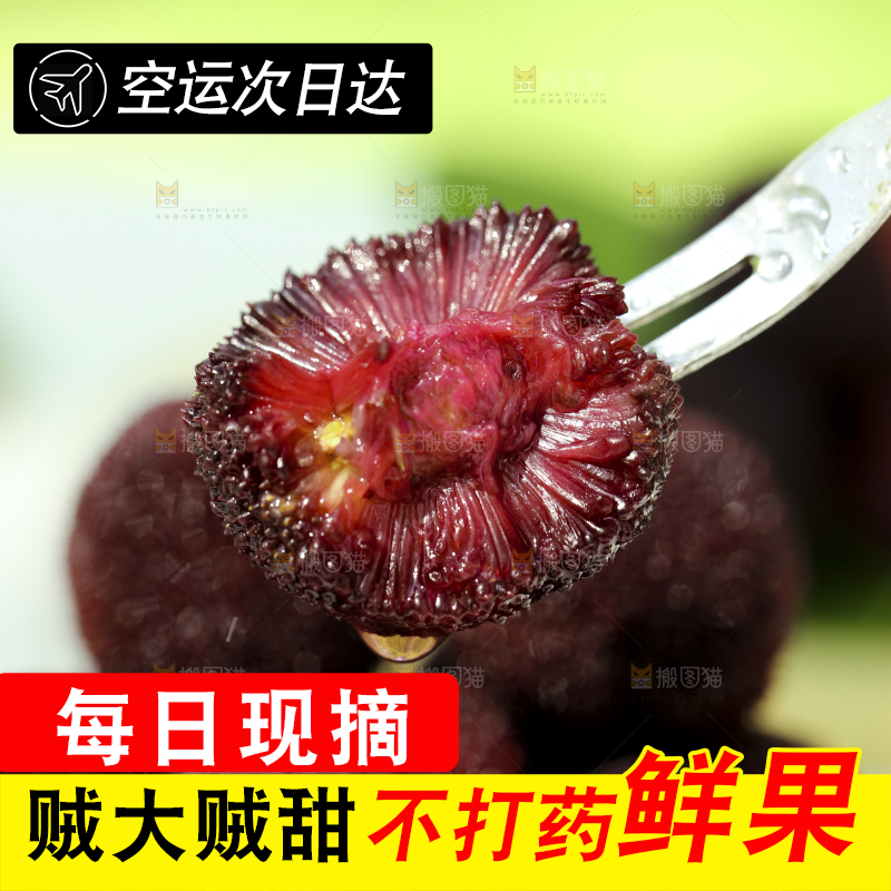 叉子叉着新鲜杨梅