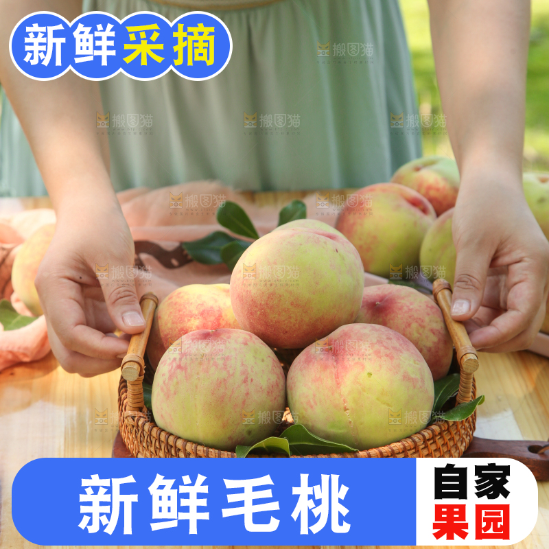手里端着一篮桃子