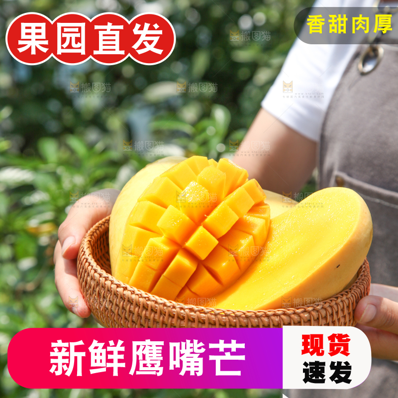 手里端着一篮鹰嘴芒果