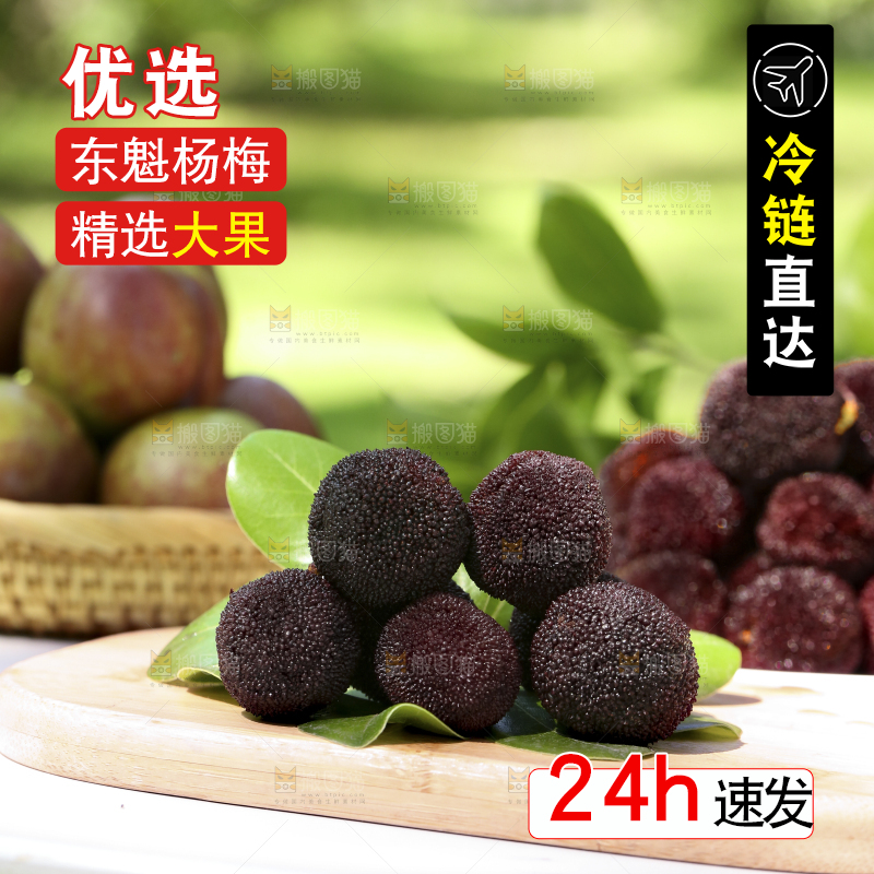 木底上摆放着杨梅