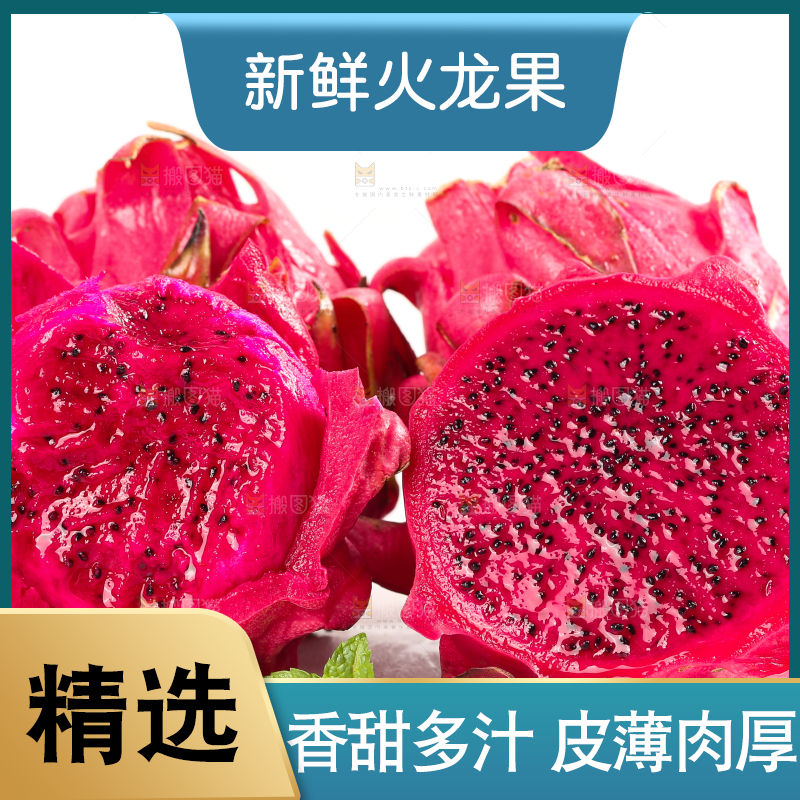 白底上摆放着火龙果