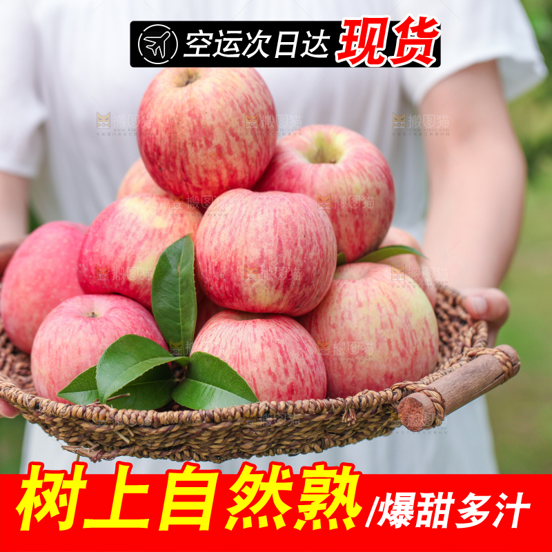手里拿着一篮红富士苹果