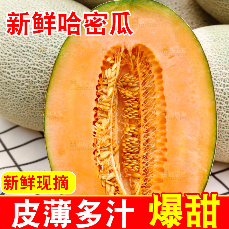 桌子上放着网纹瓜