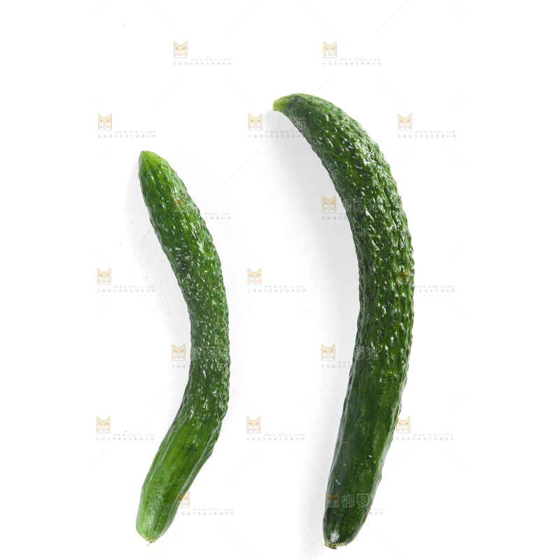 白底上摆放着新鲜黄瓜妞