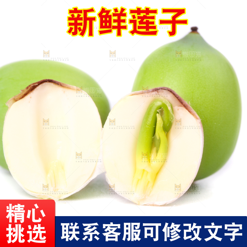 白底上摆放着嫩莲子