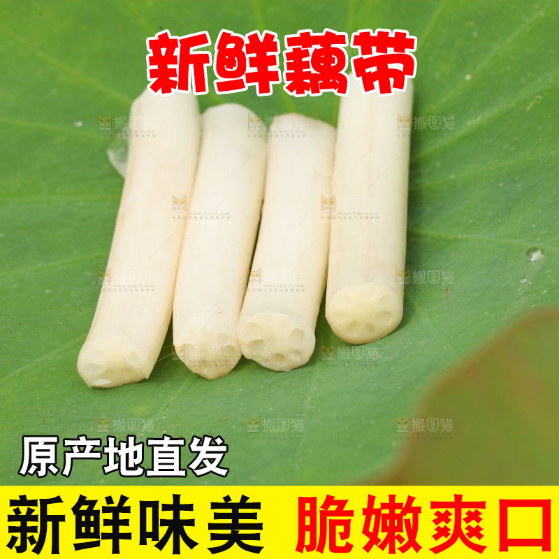 荷叶上放着藕带