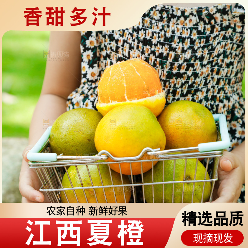 手里端着一篮夏橙