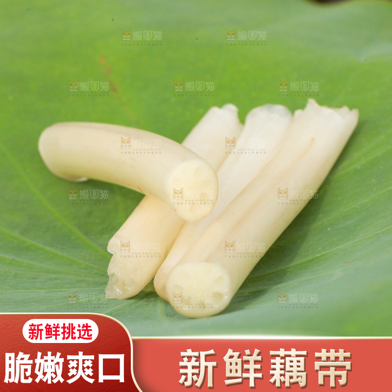 荷叶上放着藕带