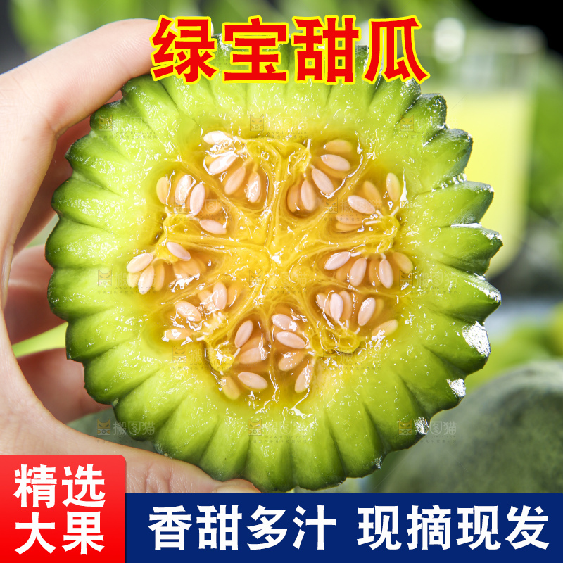 手里拿着绿宝甜瓜