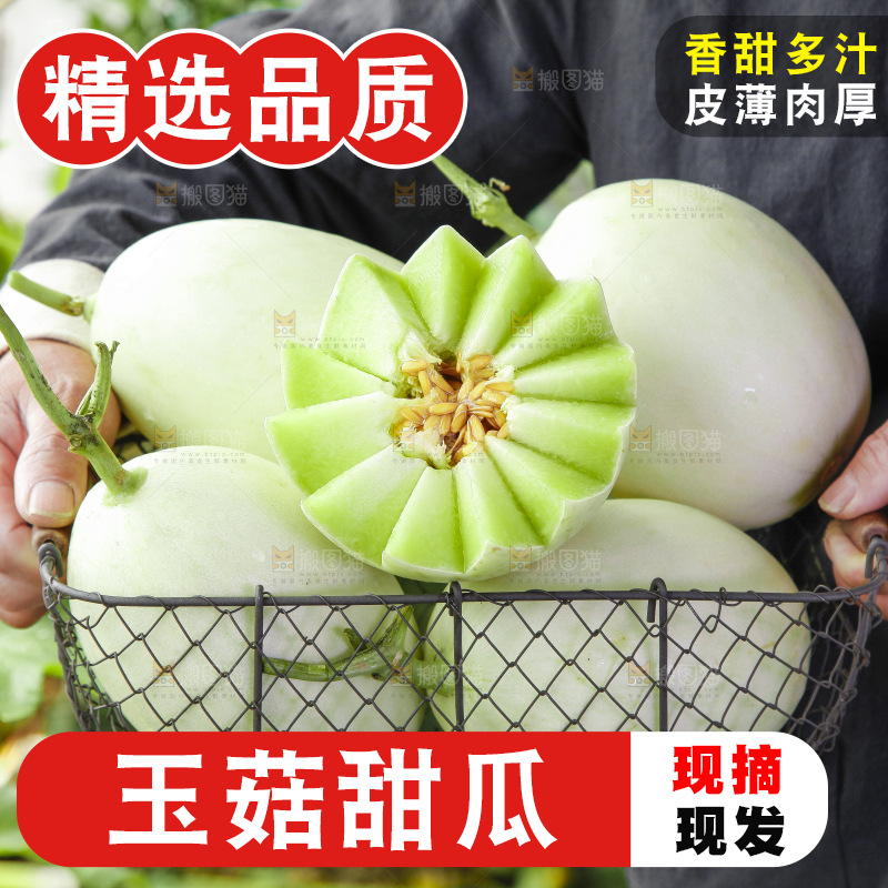 手里拿着一篮玉菇甜瓜