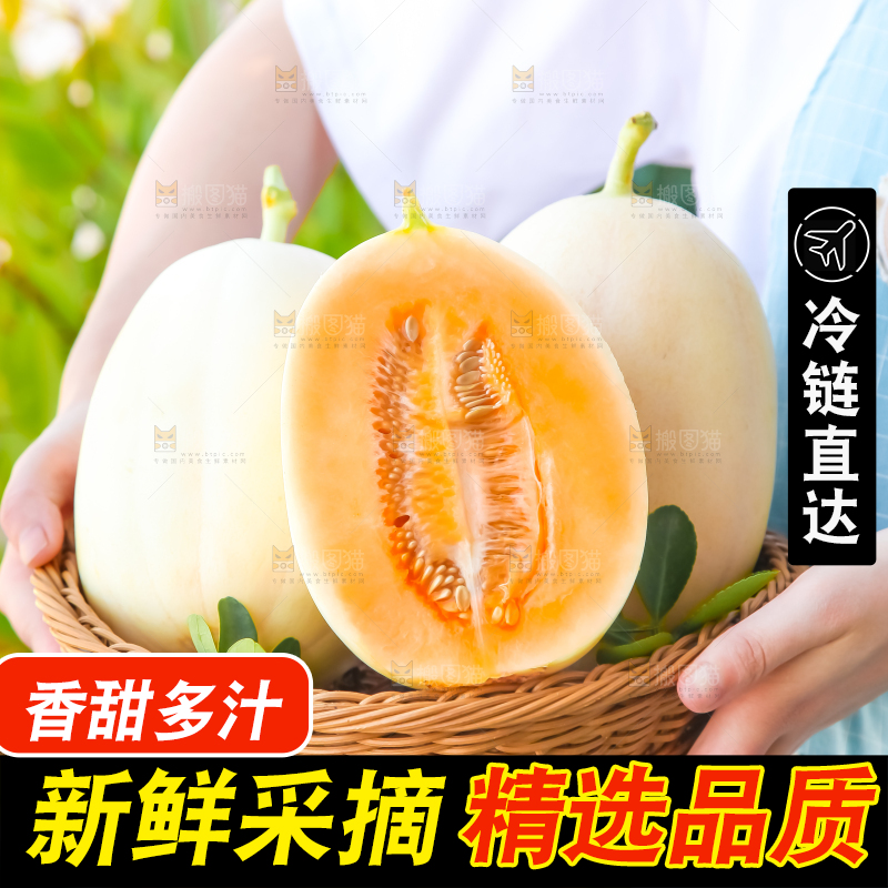 篮子里放着东方蜜瓜