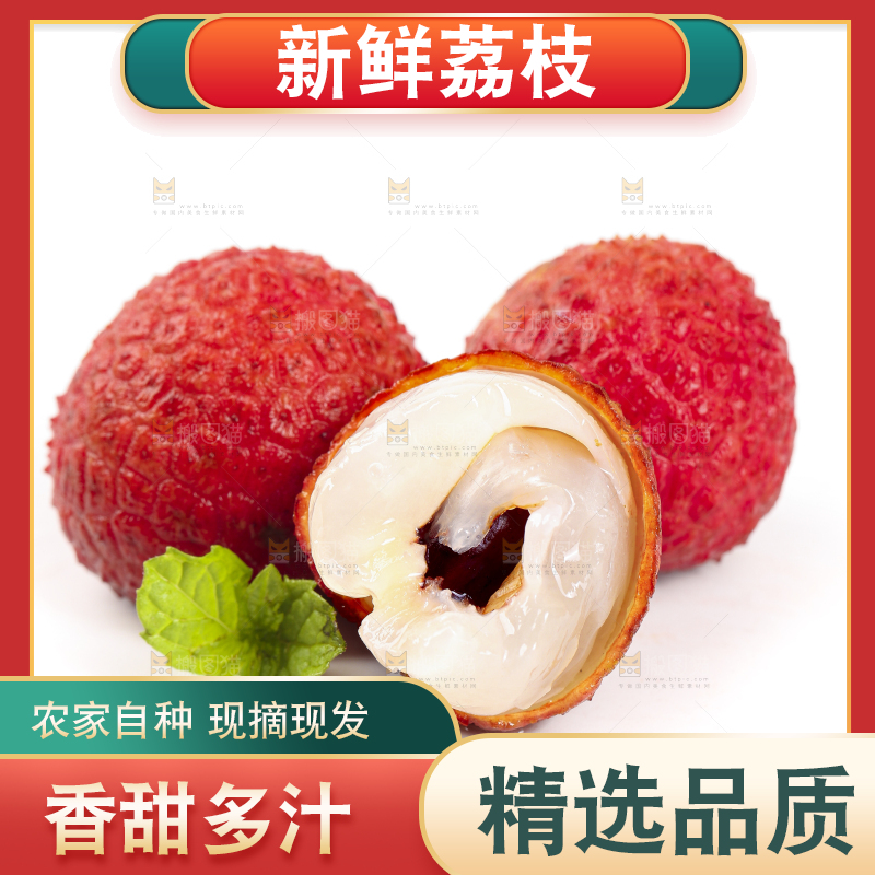 白底上摆放着高山荔枝