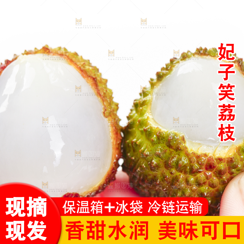 手里拿着新鲜妃子笑荔枝