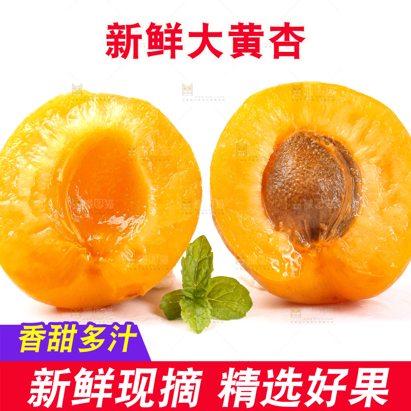 白底上摆放着杏子