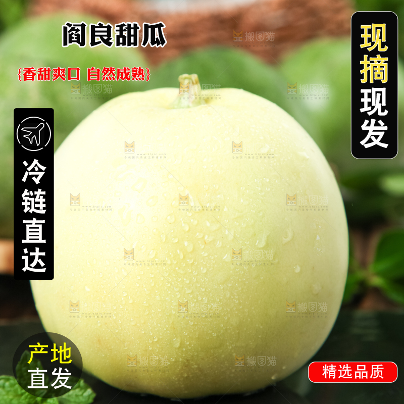 黑底上摆放着香瓜