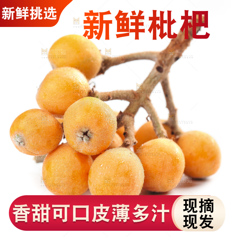 白底上放着云南蒙自枇杷