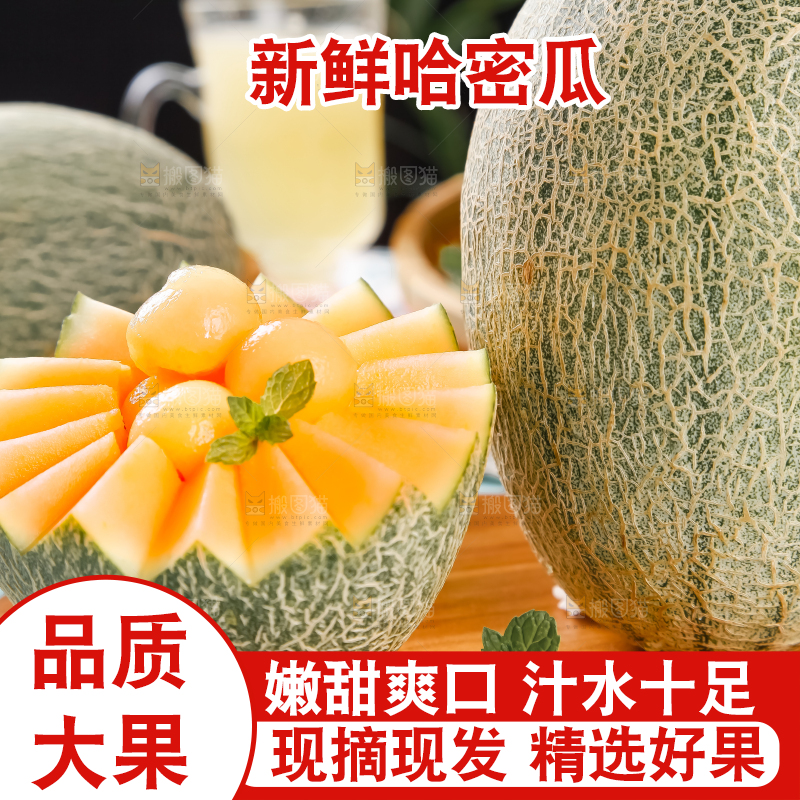 木底上摆放着网纹瓜