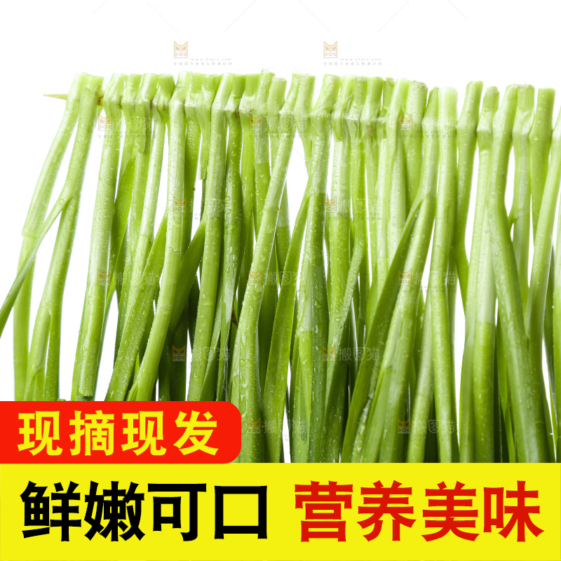 竹签上串着新鲜韭菜