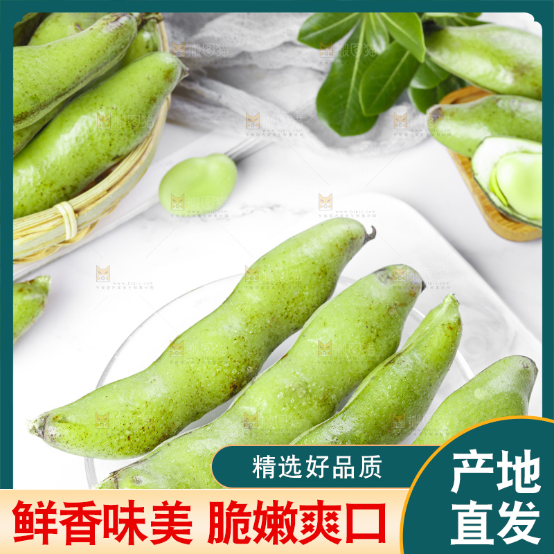 白底上放着蚕豆