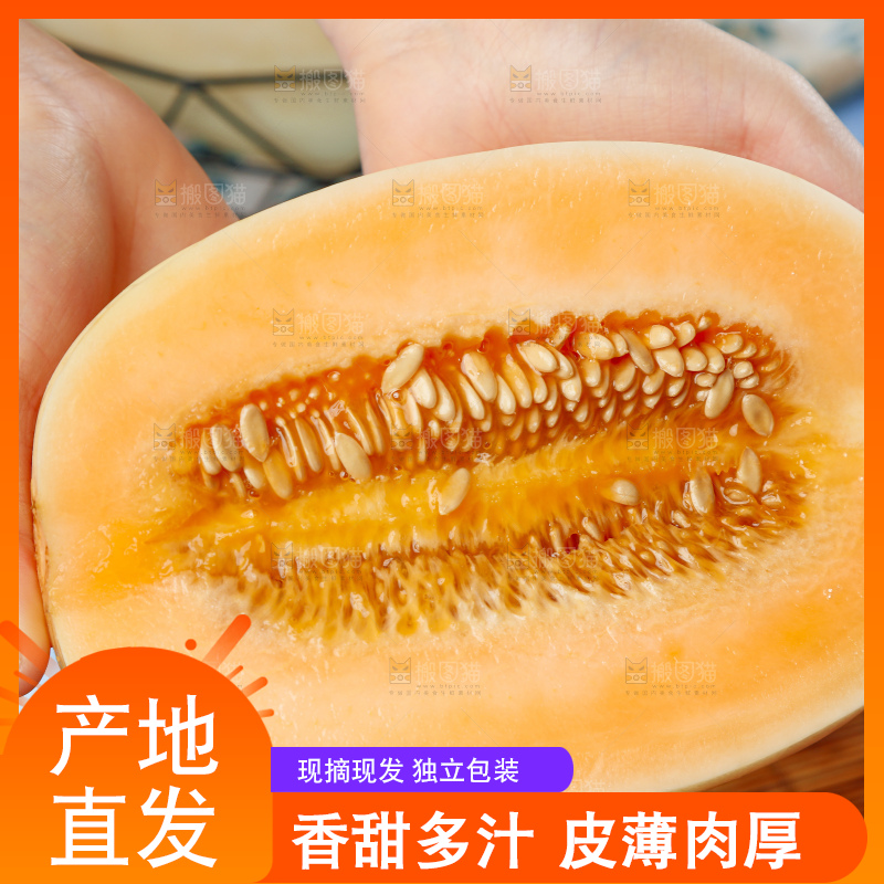 手里拿着白皮蜜瓜