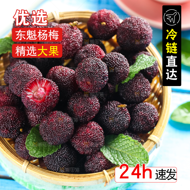 篮子里装着野生杨梅