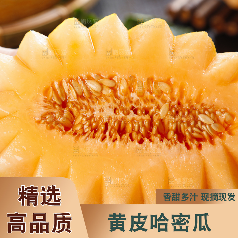 手里拿着黄皮哈密瓜