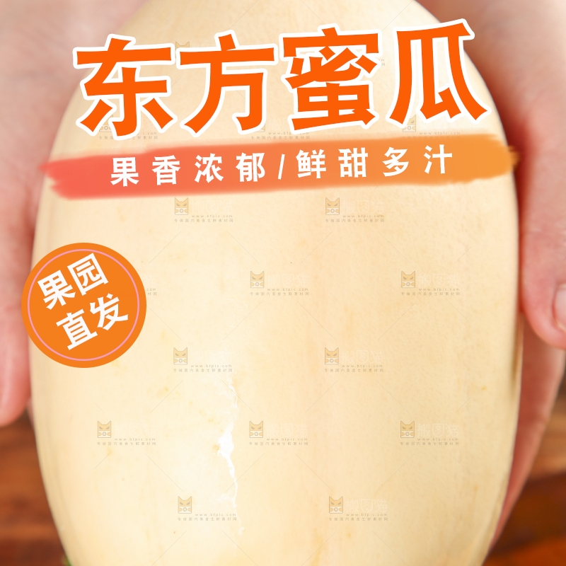 手里拿着东方蜜甜瓜